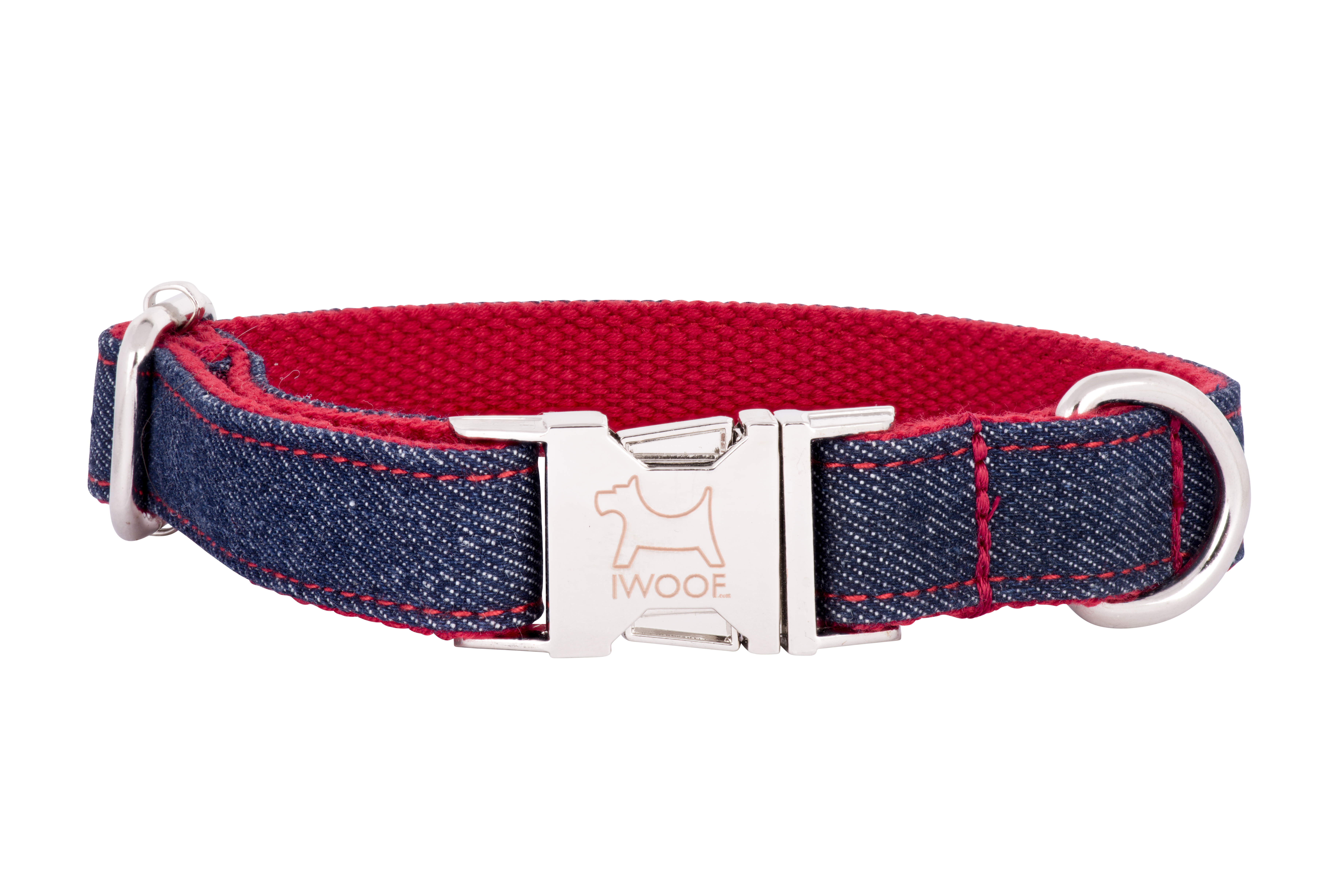 Denim designer dog collar and dog lead by IWOOF