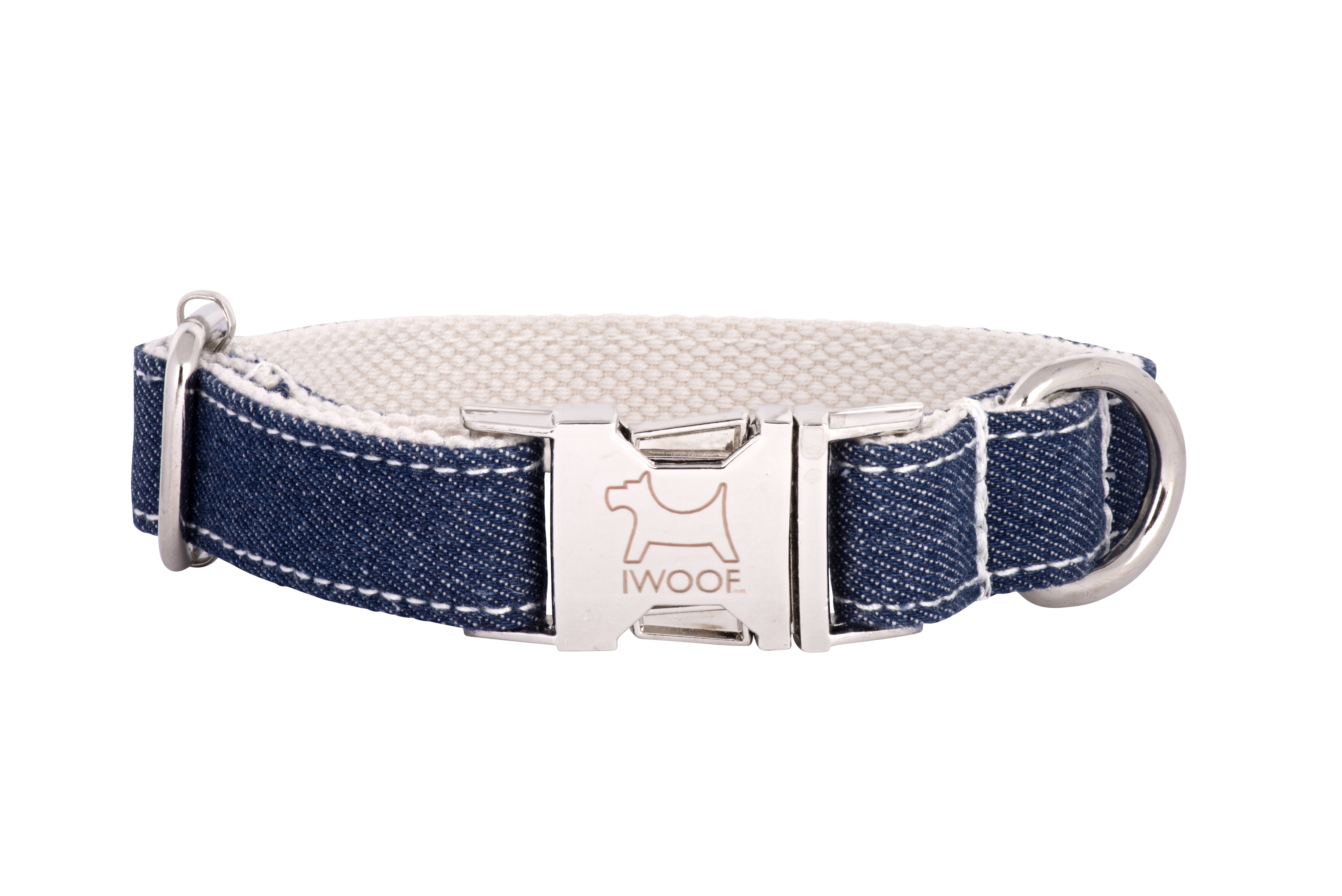 WHITE Jean designer dog collar and dog lead by IWOOF