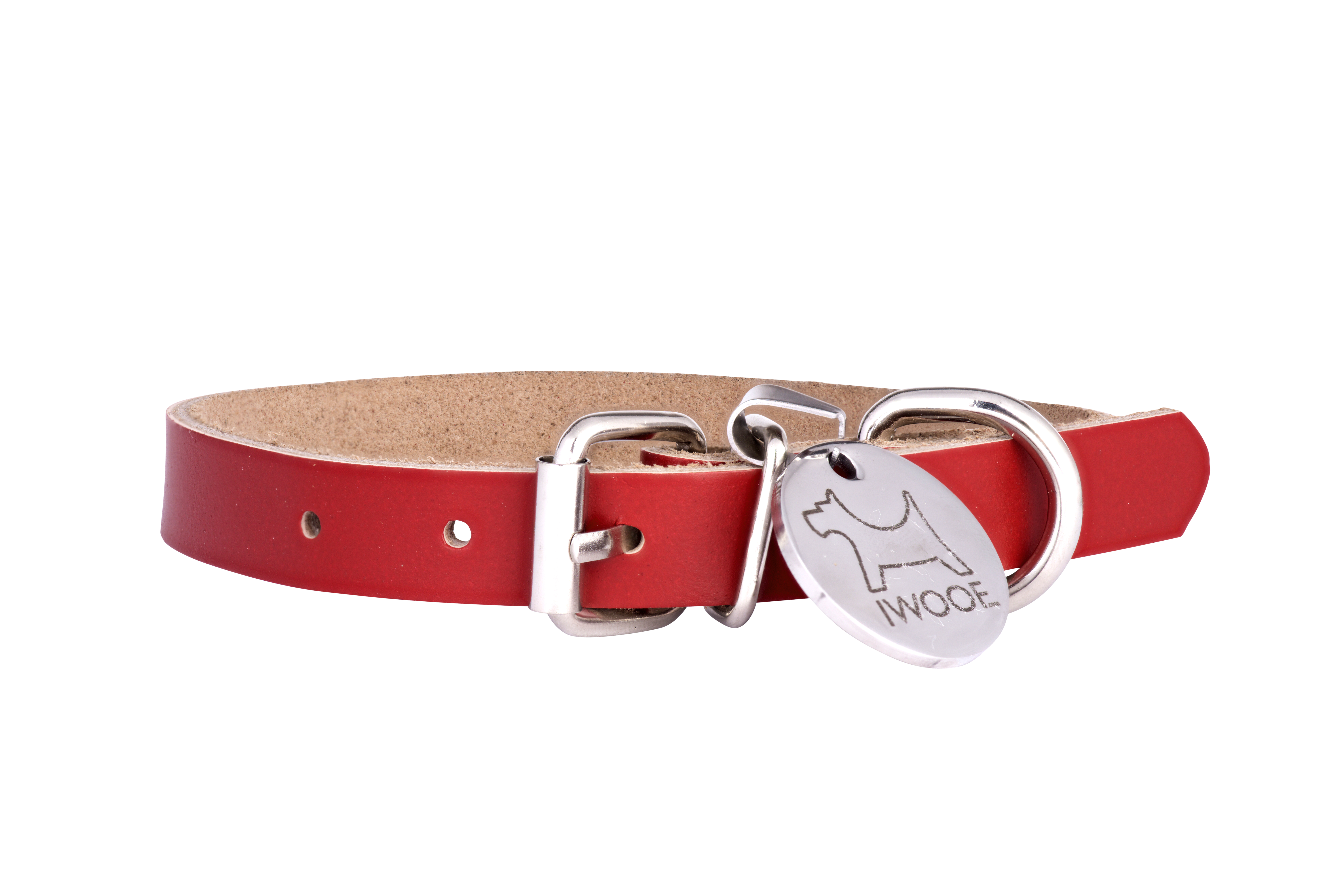 Morwenna designer dog collar and dog lead in red by IWOOF