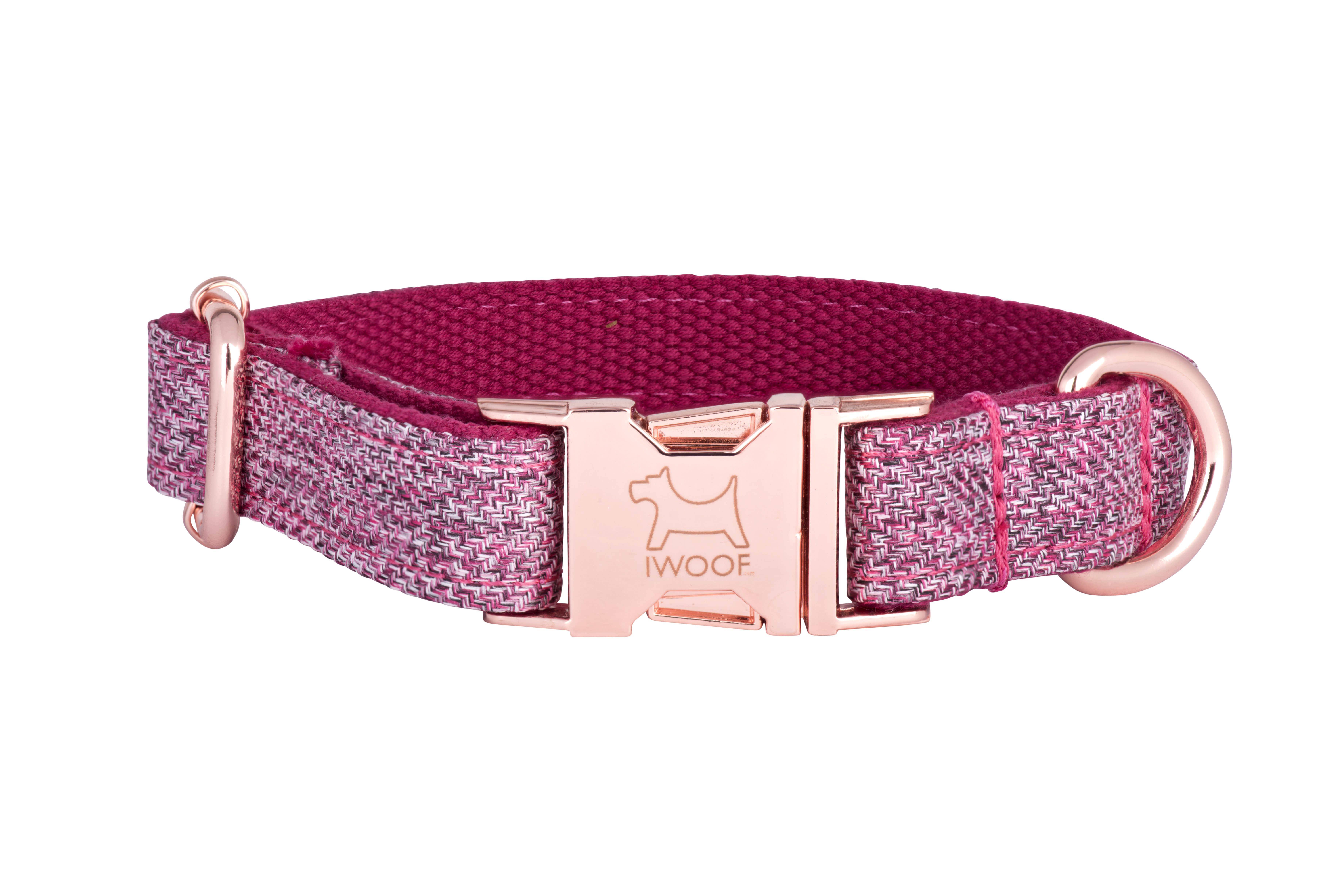 Dog Rose designer dog collar and dog lead with Rose Gold buckle by IWOOF