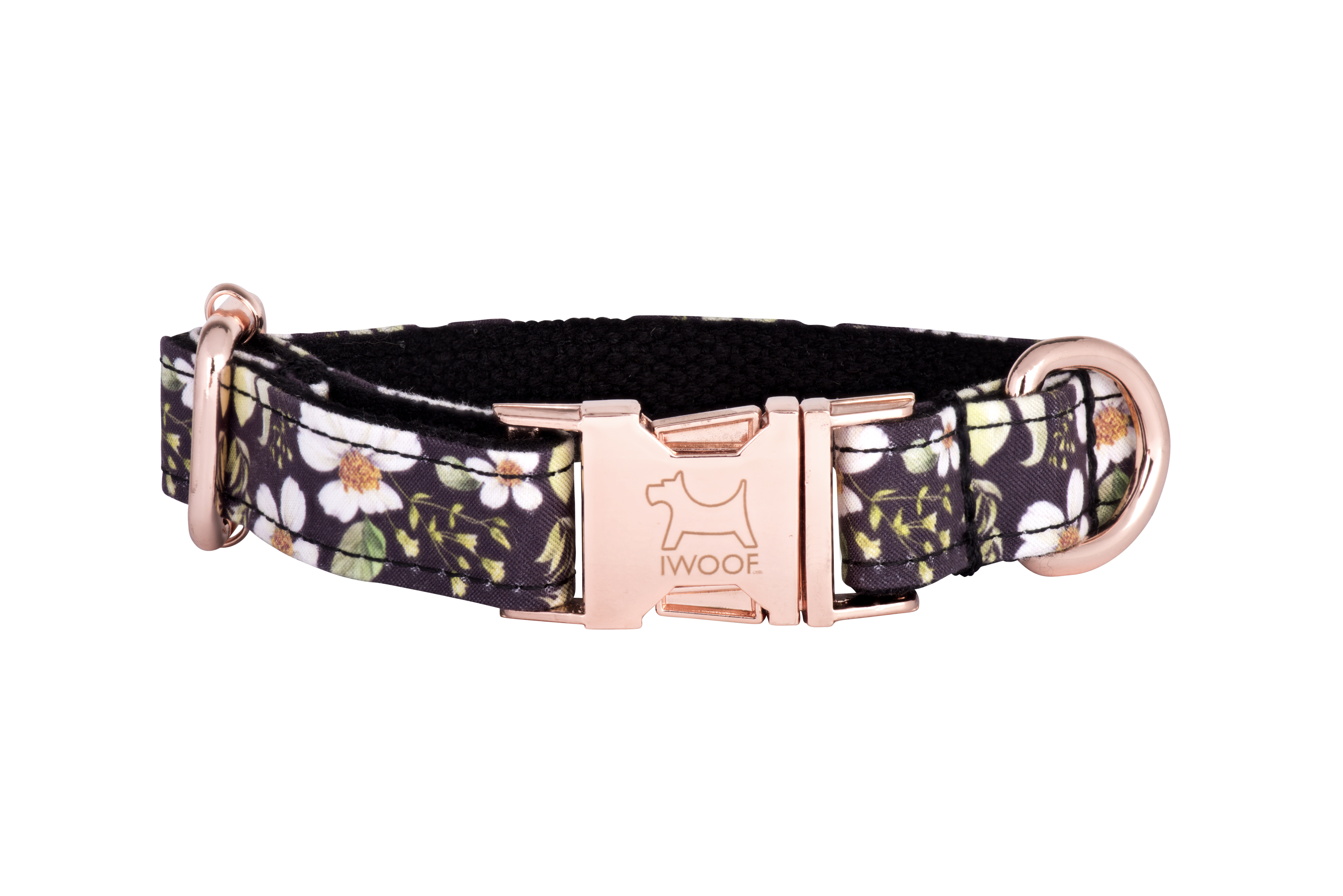 Cadgwith designer dog collar and matching dog lead with Rose Gold buckle