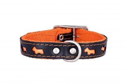Reflex reflective designer dog collar and matching designer dog lead by IWOOF