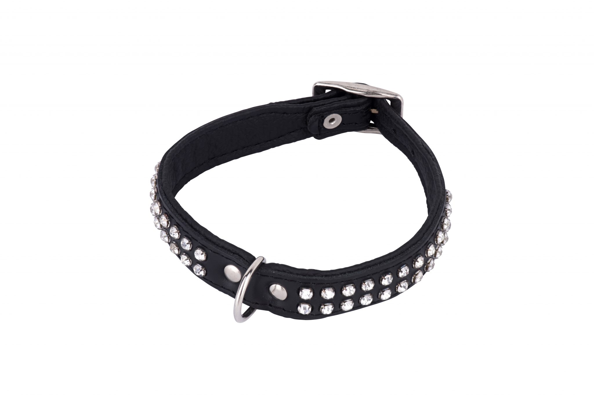 Essex black leather designer dog collar and dog lead by IWOOF
