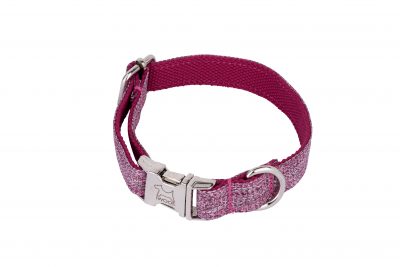 Dog Rose designer dog collar and dog lead set with silver buckle by IWOOF