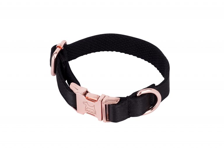 BLACK PANTHER Designer Dog Collar and Lead set in Rose Gold by IWOOF