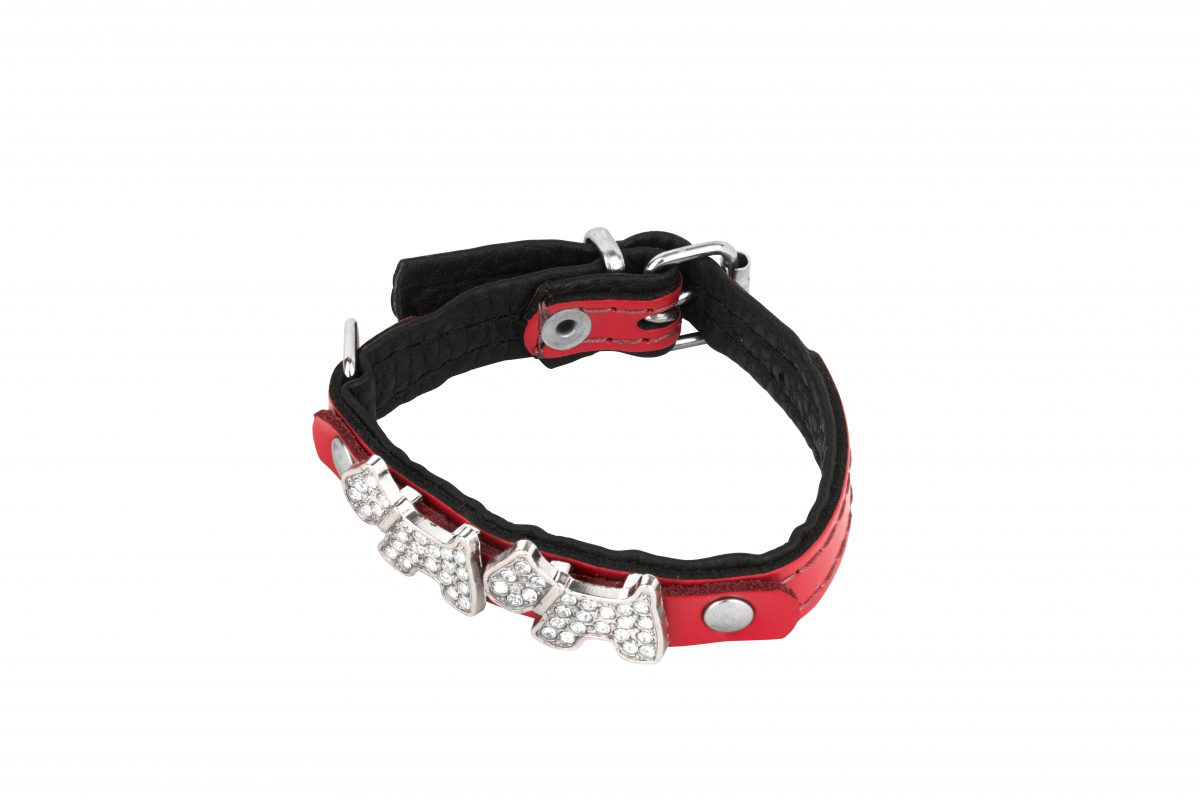 Highland Designer Dog Collar and Lead in Red by in Designer