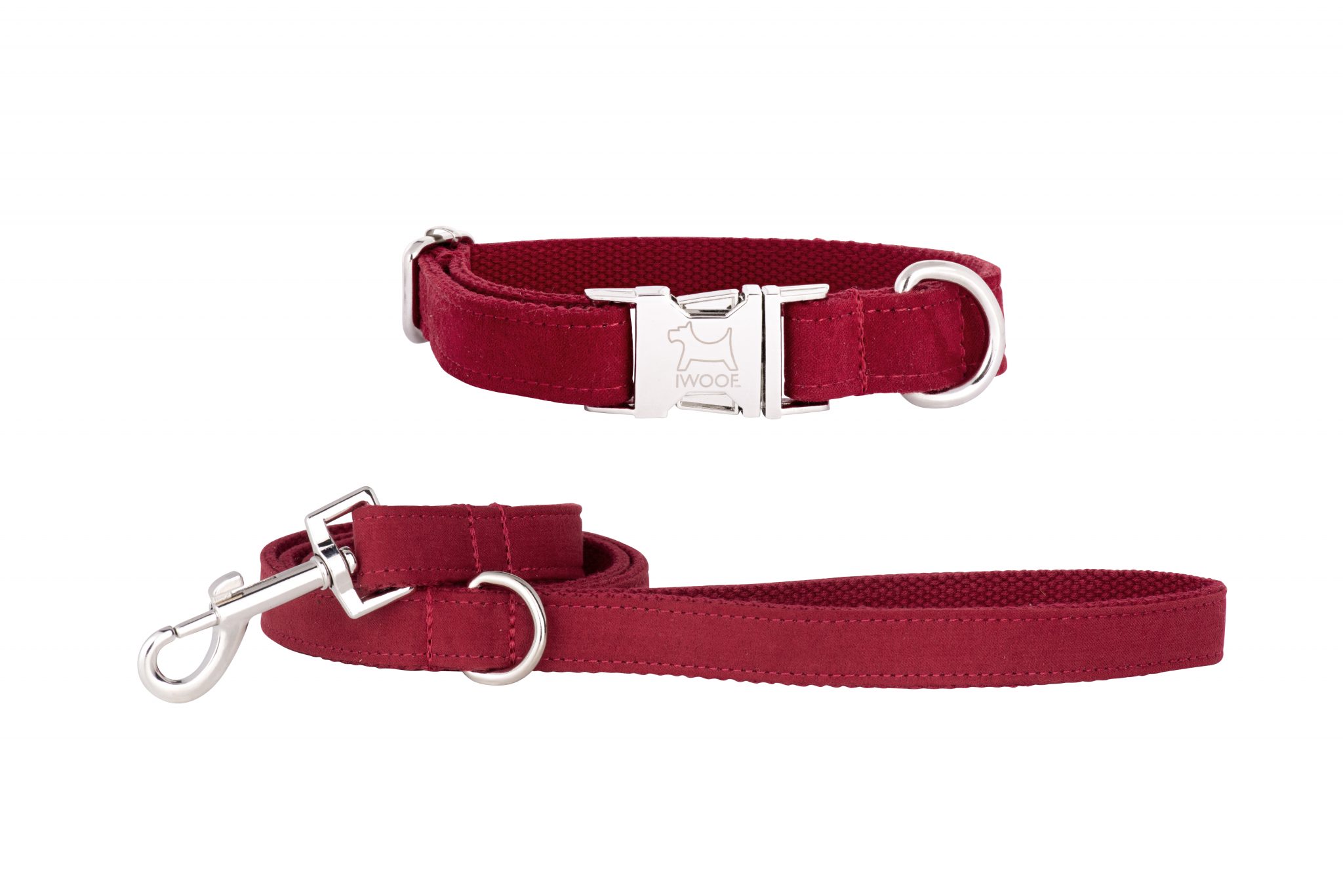 Designer dog collar and dog lead set in Plum