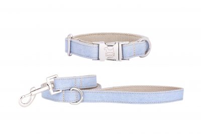 Sea Mist designer dog collar and matching designer dog lead by IWOOF