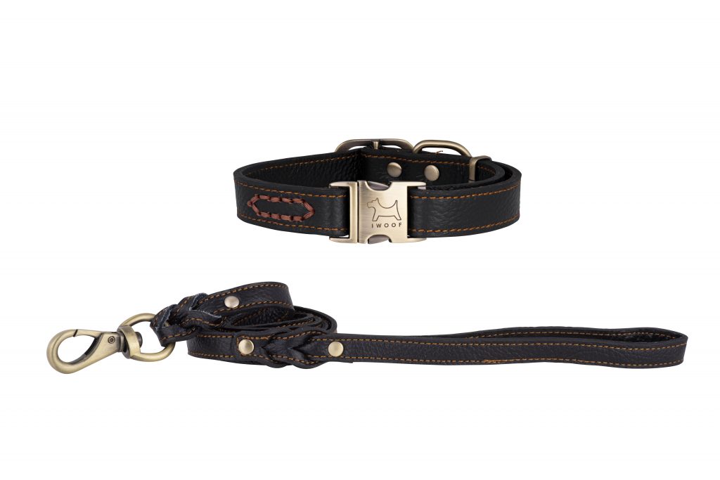 ROYAL Designer Dog Collar and Lead set in Black by in