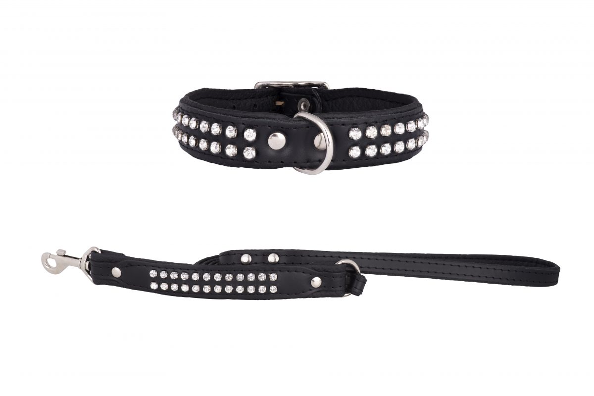 ESSEX Designer Dog Collar and Lead in Black by in Designer