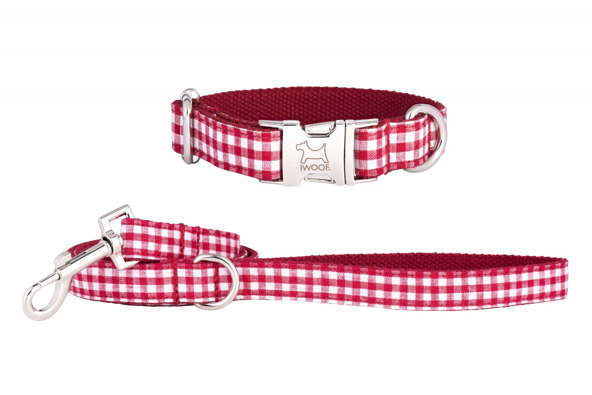 Designer Dog Collar and Lead set in Red Check