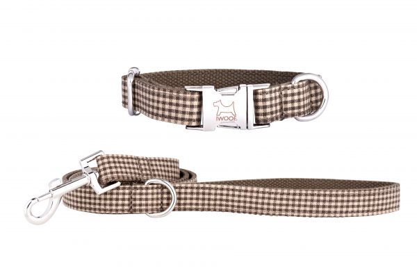 Dog Tooth designer dog collar and matching designer dog lead by IWOOF