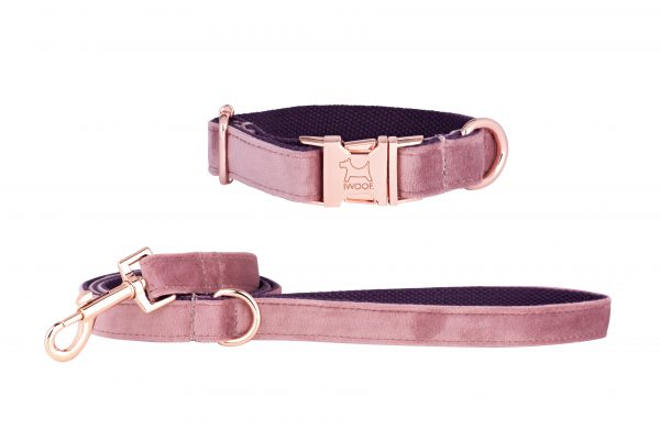 Pink Panther designer dog collar and matching designer dog lead by IWOOF