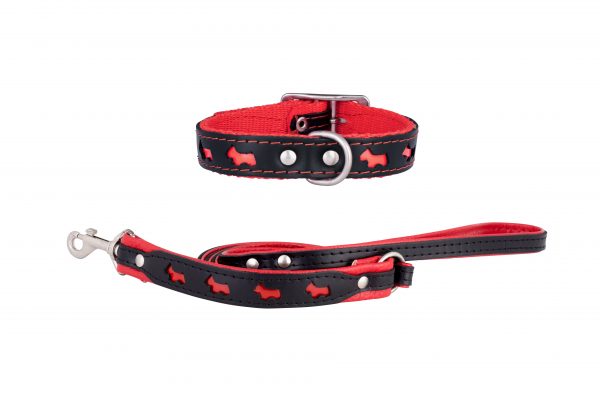 Reflex reflective designer dog collar and matching dog lead by IWOOF
