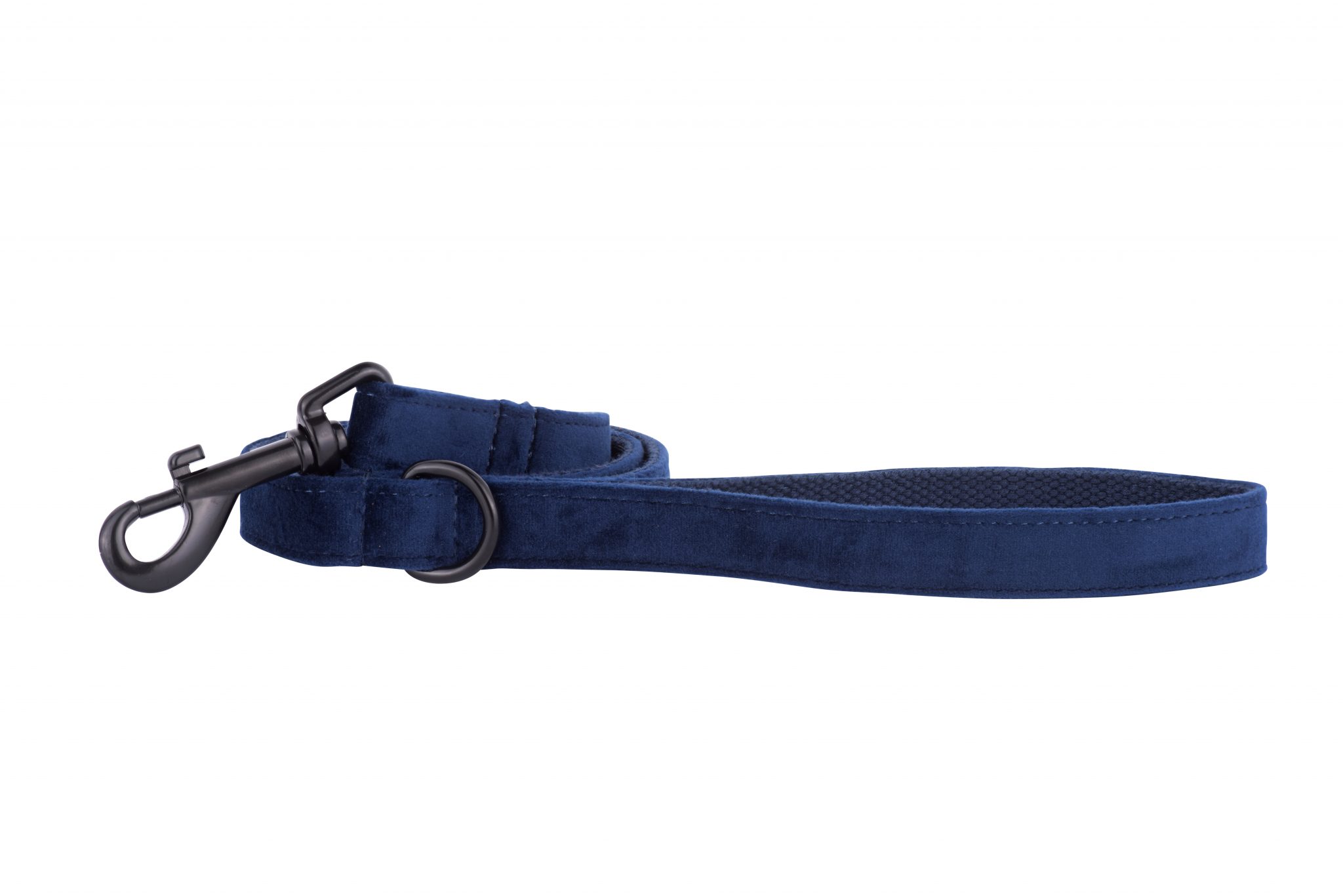 Sapphire designer dog lead by IWOOF with black fittings