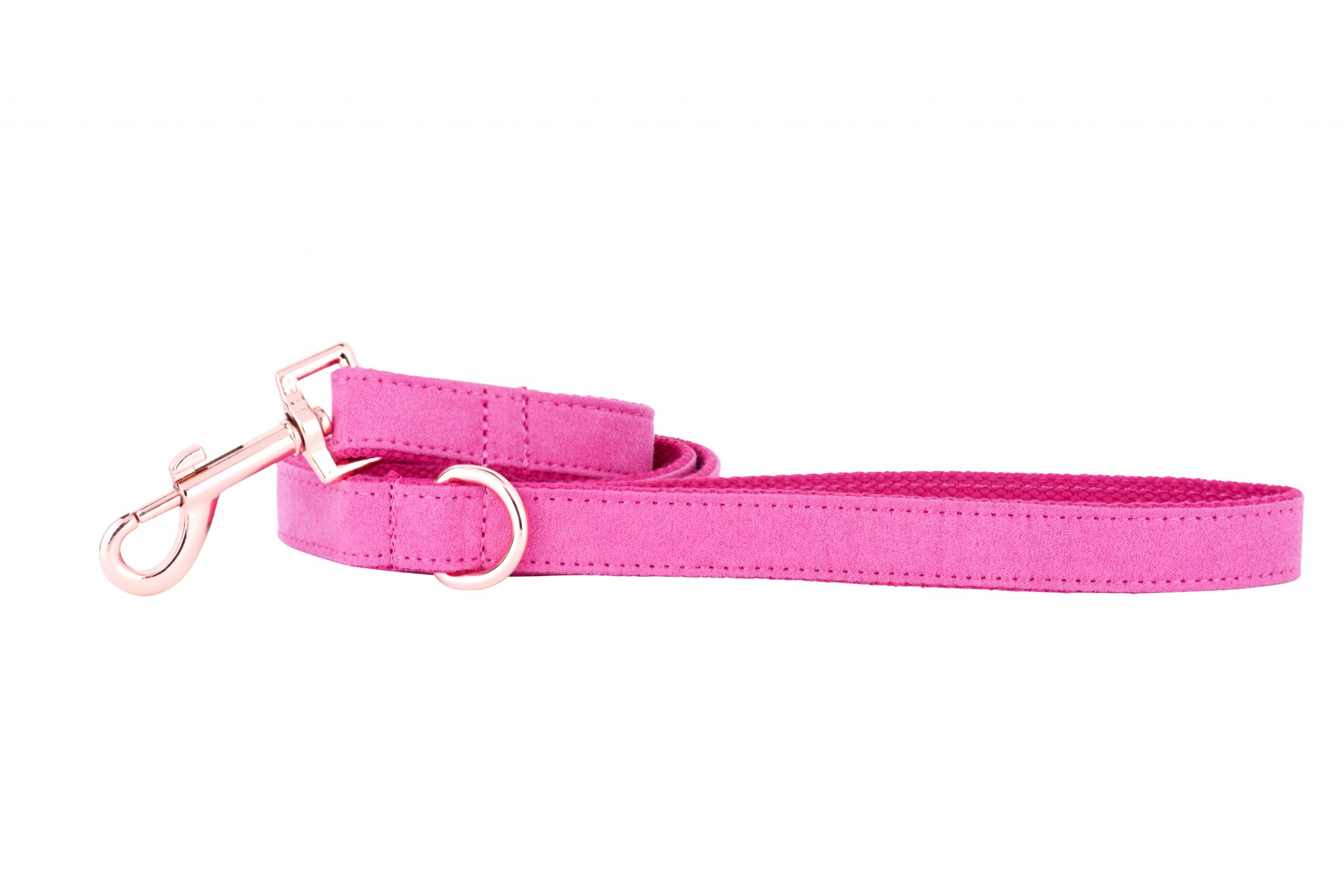PINK designer dog lead by IWOOF with rose gold fittings
