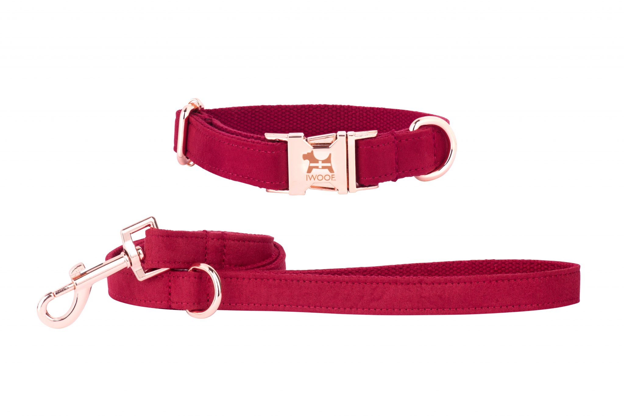Designer dog collar and lead in Cornish Red by IWOOF