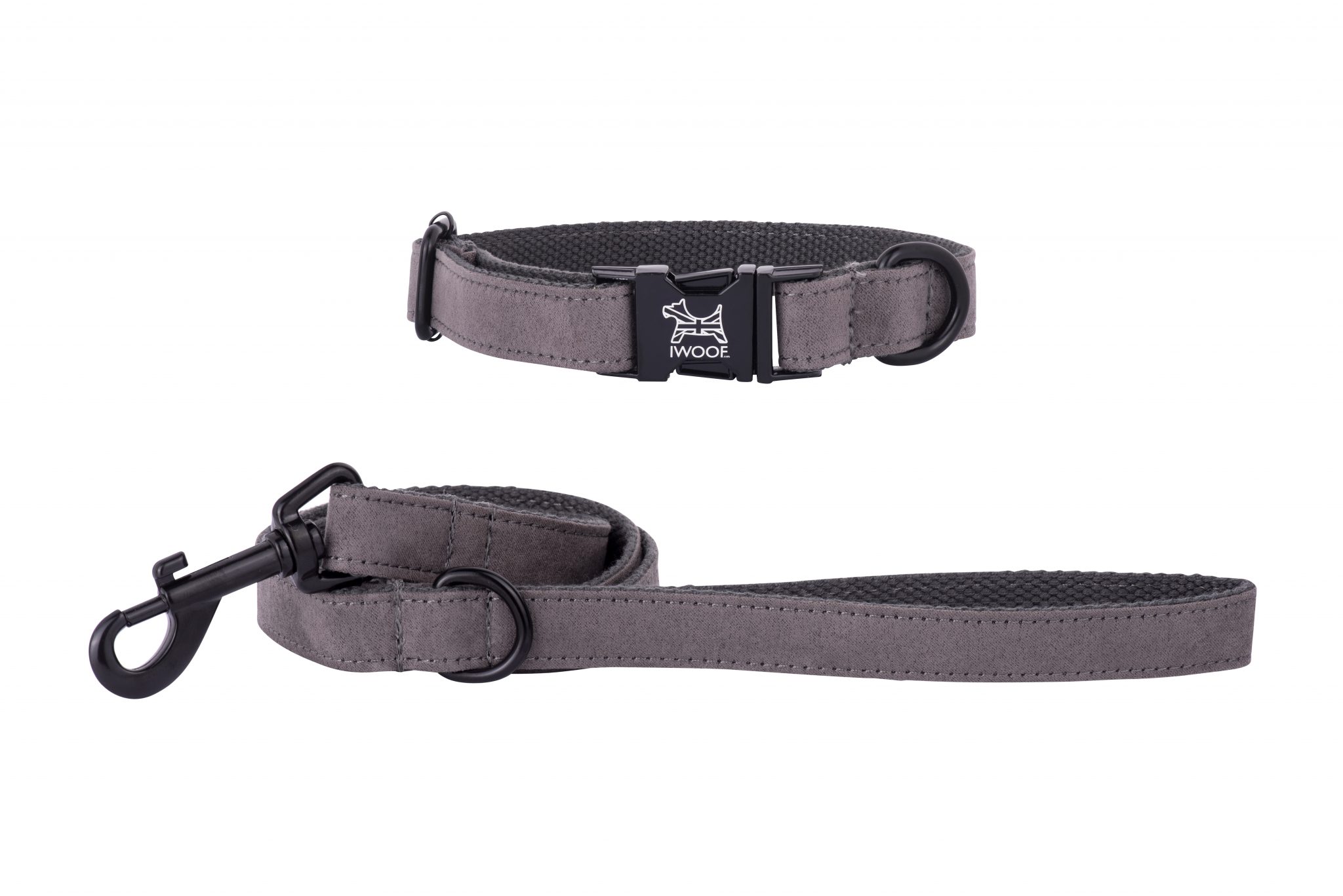 British Grey designer dog collar and lead hand made by IWOOF