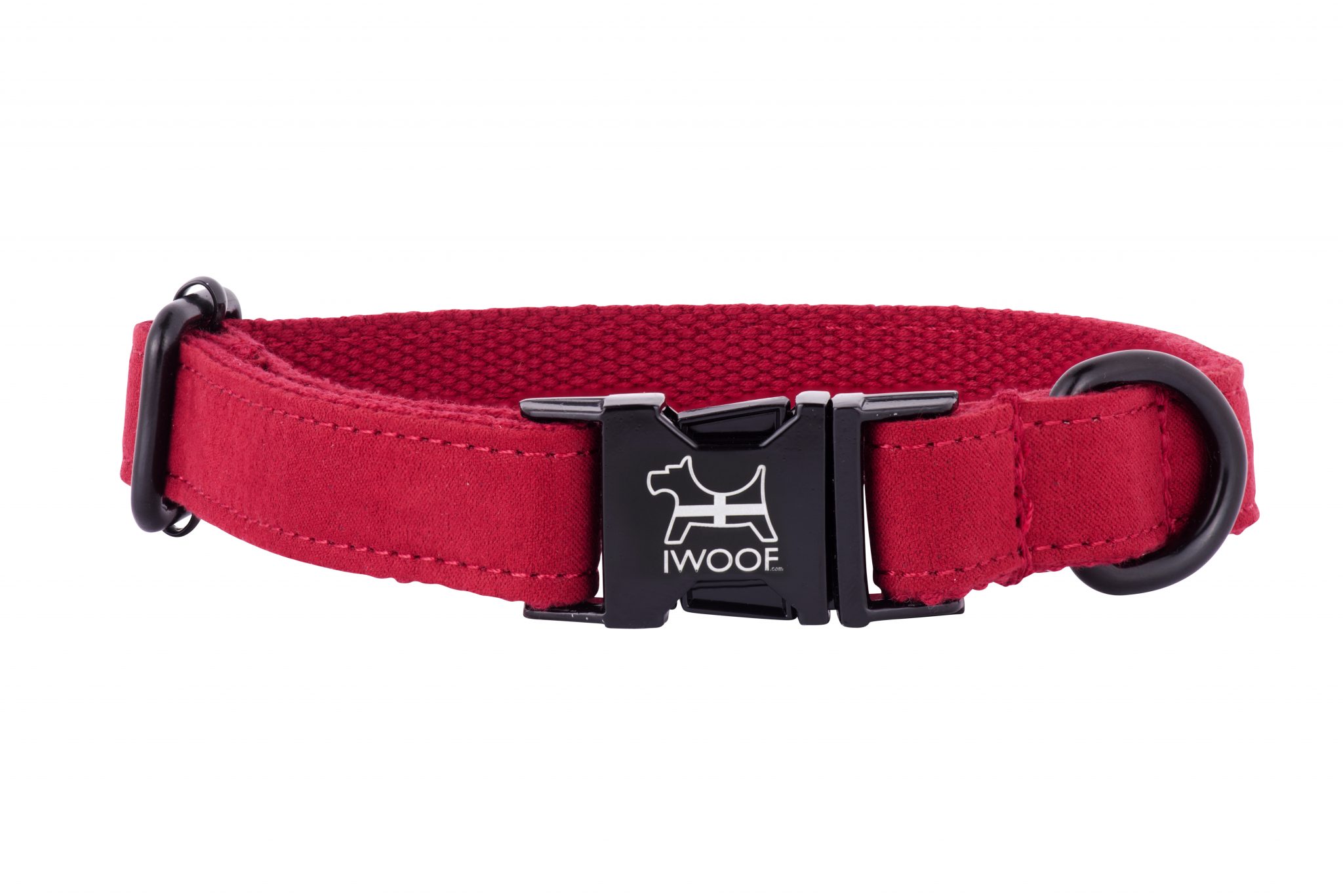 Cornish red designer dog collar with black fittings by IWOOF