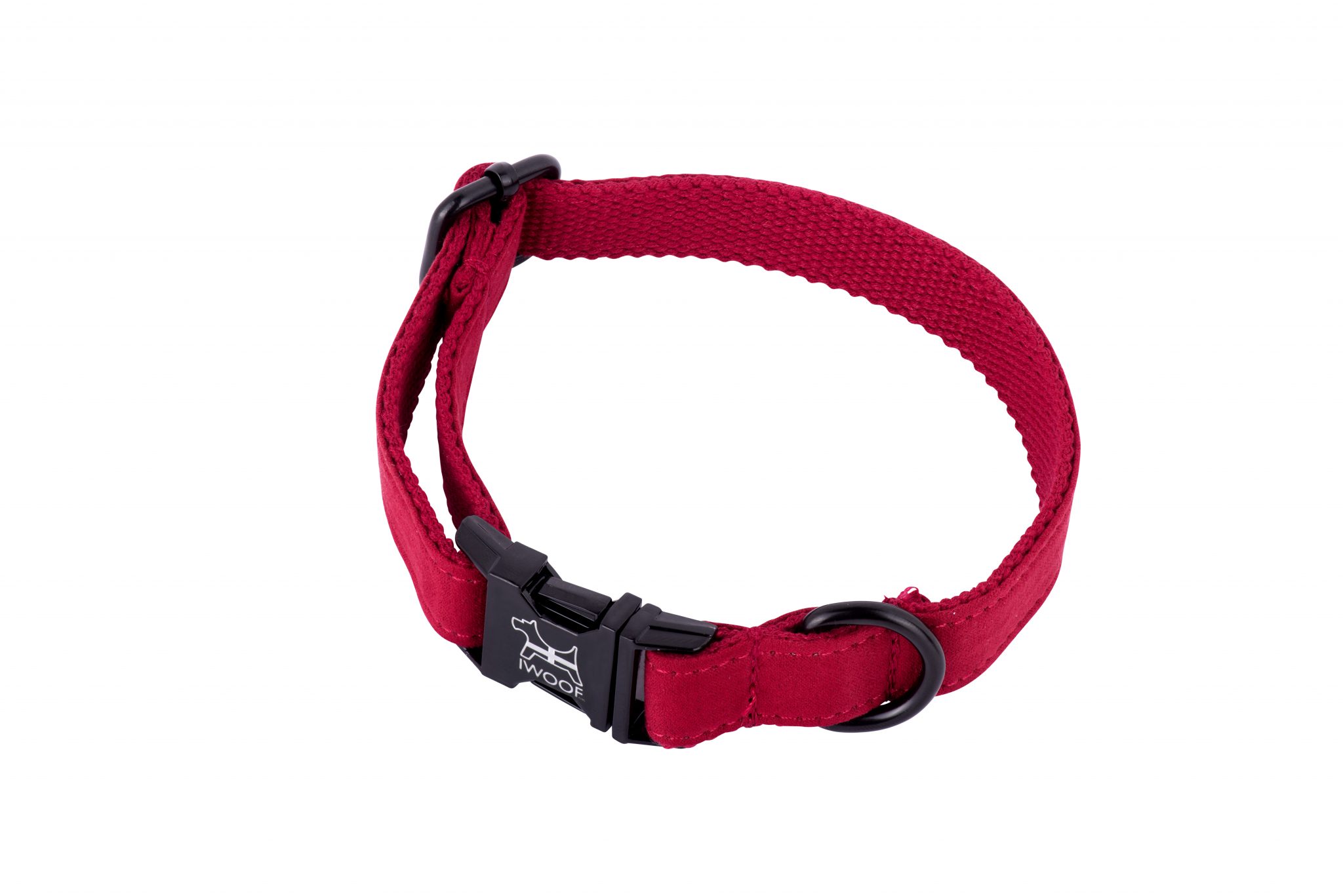 Cornish red designer dog collar by IWOOF with black fittings