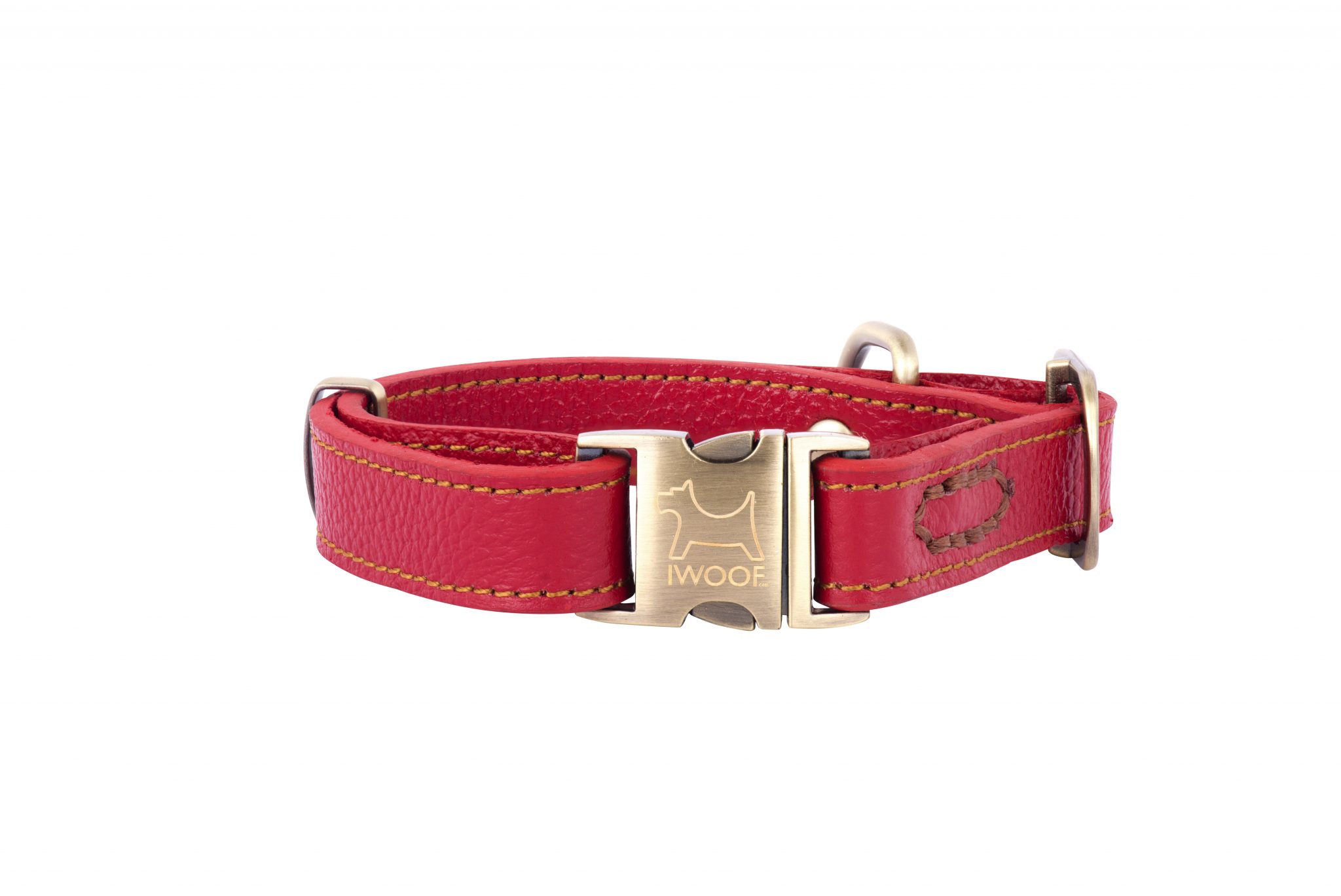 POLZEATH leather designer dog collar in red by IWOOF