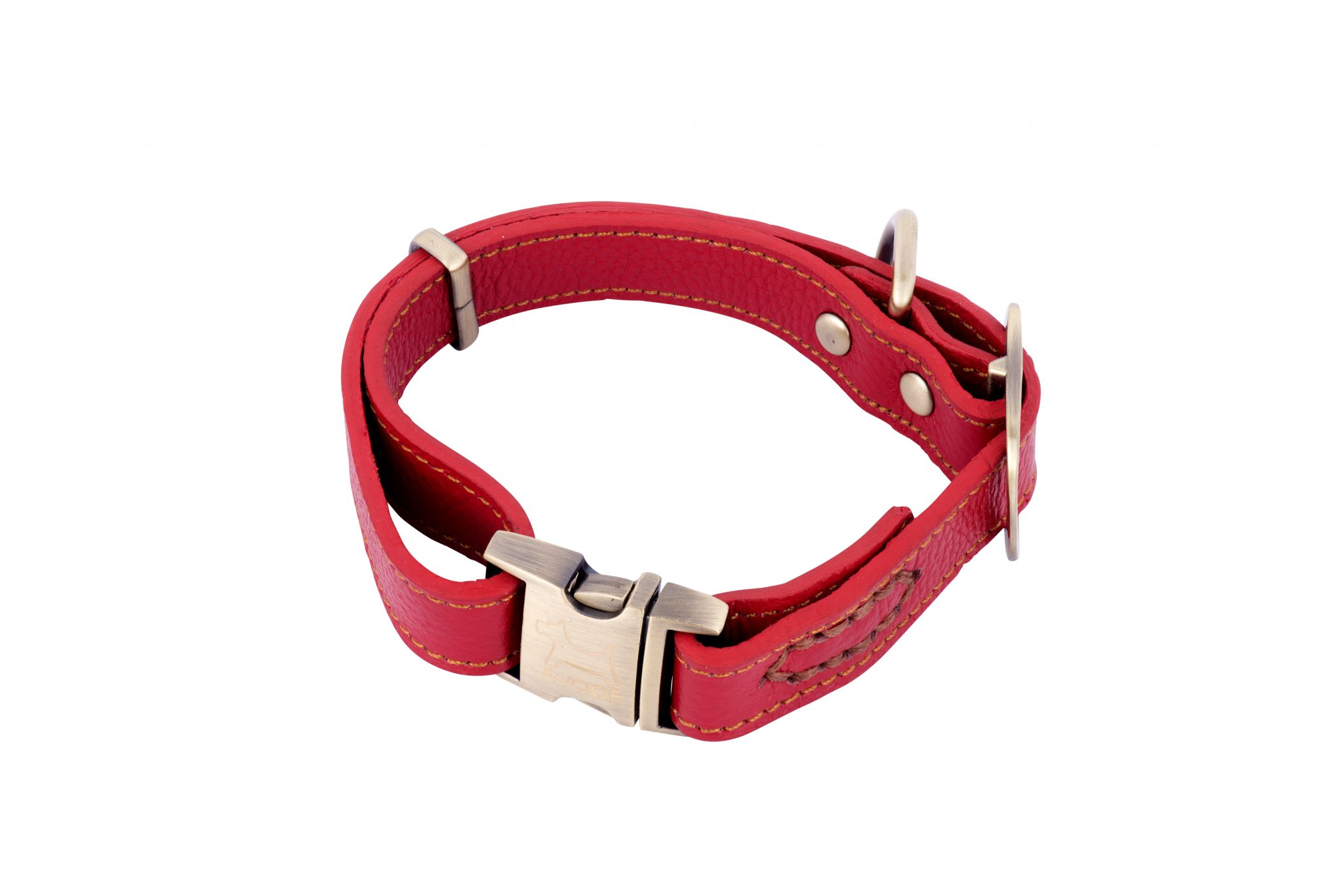 POLZEATH leather designer dog collar in red by IWOOF