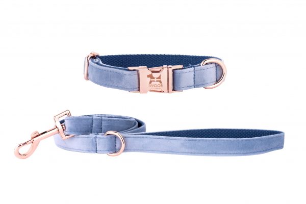 Cornish Sky designer dog collar and lead hand made by IWOOF