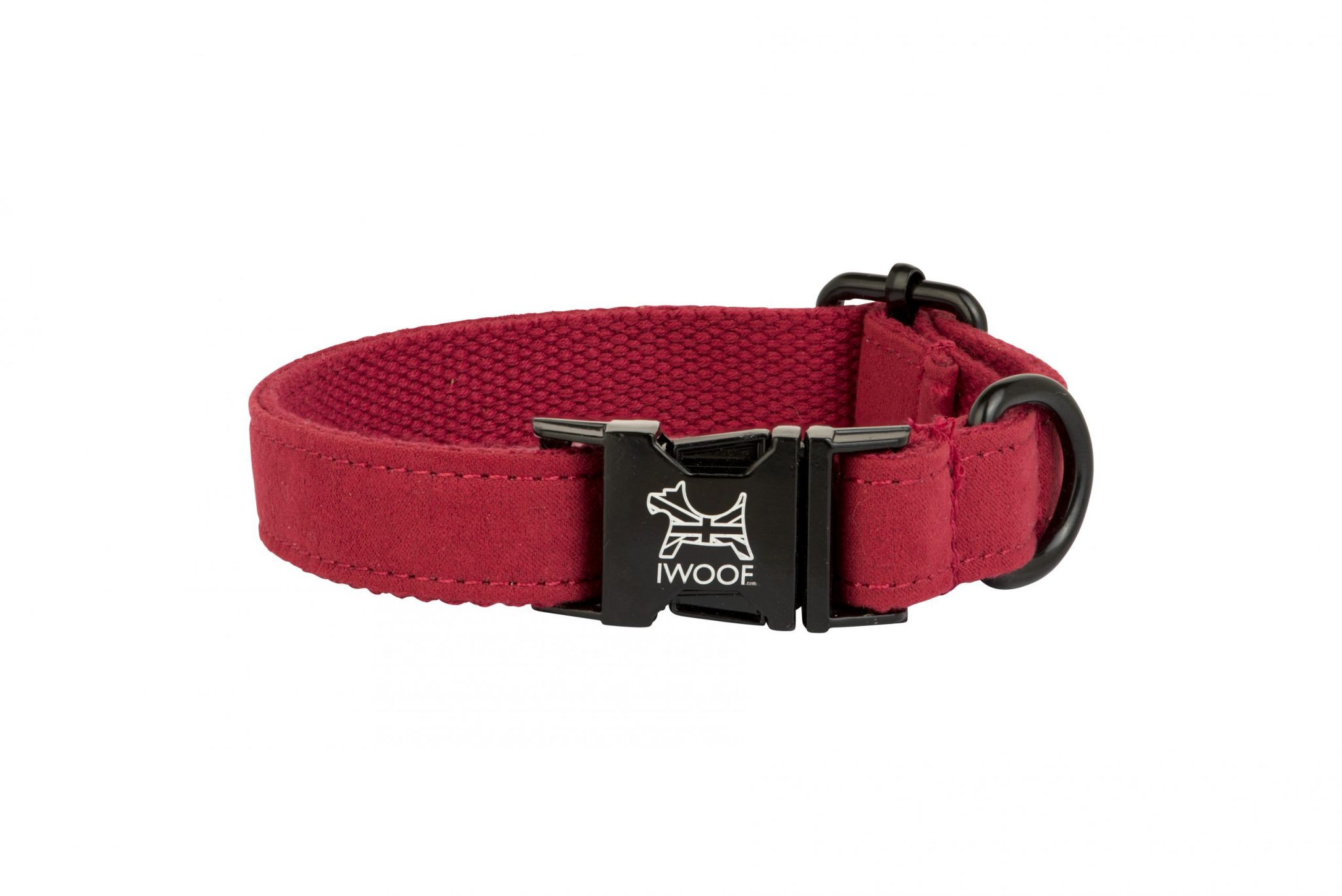 PILLAR BOX RED Designer Dog Collar and Lead set in Black